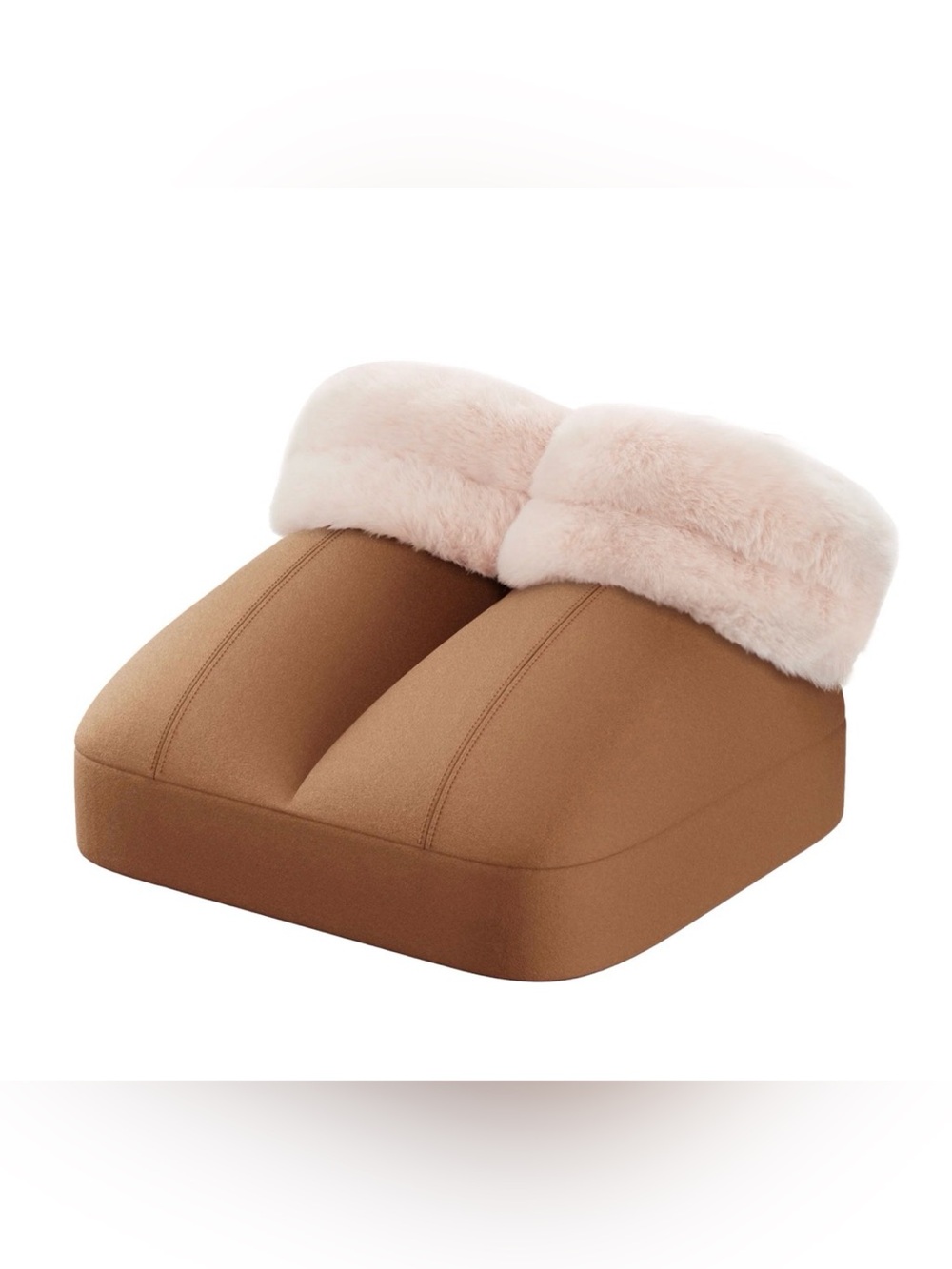 Plush Faux Fur Trim Brown Slide Footrest